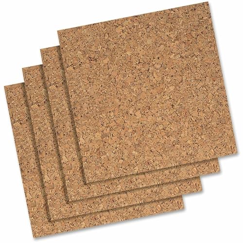 Quartet Cork Tiles, Bulletin Board Cork Panels 12" x 12" x 3/16", Natural, 4 Pack (102) - color: Natural, size: 12" x 12"