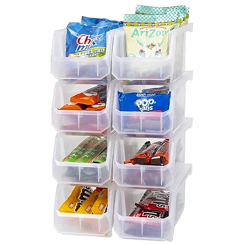 ReadySpace Medium Plastic Storage Bins, Stackable Organizer Containers for Closet Pantry Shelf Garage and Office Organization, Clear, 8 Pack - color: Clear, size: Medium, 8-Pack