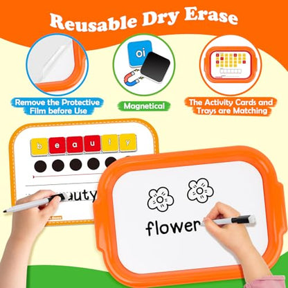 Phonics Magnetic Letter Tiles,6 Set Magnetic Letter Trays Word Work Study in Groups,Phonics Manipulatives Magnets for Kids Teaching Tiles,Phonemic Awareness,Science of Reading Classroom Must Haves