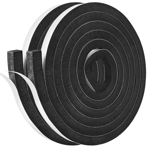 Kikerike Self Adhesive Foam Tape Weatherstrip 1In x 1In x 13Ft High Density Foam Insulation Strips Foam Seal Weather Stripping with Strong Adhesive for Door and Window Sound Isolation Soundproofing - size: 1in x 1in x 13Ft