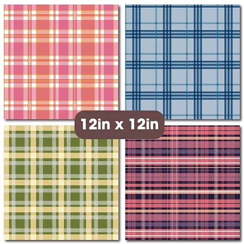 Plaid Tartan Flannel 12x12 in Double Sided Paper Pad Pack Scrapbook Cardstock Decorative Paper - 36 Sheets - for Boys Card Making Origami Decorative Scrapbooking Supplies