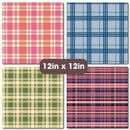 Plaid Tartan Flannel 12x12 in Double Sided Paper Pad Pack Scrapbook Cardstock Decorative Paper - 36 Sheets - for Boys Card Making Origami Decorative Scrapbooking Supplies