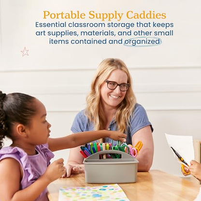 ECR4Kids 3-Compartment Small Plastic Caddy, Multipurpose Organization, Grey, 6-Pack - color: Grey
