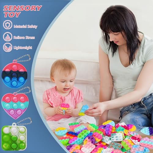 30PCS Party Favors for Kids,Bulk Fidget Toys, Birthday Party Toys, Small Classroom Prizes Box Fidgets Toys for Kids Toddlers Adult, Goodie Bag Stuffers, Treasure Chest, Bubbles Poppers (Square) - style: Square-30