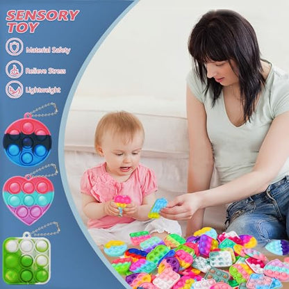 30PCS Party Favors for Kids,Bulk Fidget Toys, Birthday Party Toys, Small Classroom Prizes Box Fidgets Toys for Kids Toddlers Adult, Goodie Bag Stuffers, Treasure Chest, Bubbles Poppers (Heart) - style: Heart-30