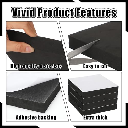 4 Pcs 1" Thick Foam Padding Sheet with Adhesive Backing Closed Cell 4 Inch x 4 Inch Self Stick Neoprene Insulation Foam Sheet Black for Furniture Cars Speakers - color: Black, size: 1 Inch Thick, 4 x 4 Inches