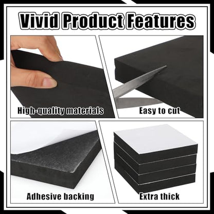 4 Pcs 1" Thick Foam Padding Sheet with Adhesive Backing Closed Cell 4 Inch x 4 Inch Self Stick Neoprene Insulation Foam Sheet Black for Furniture Cars Speakers - color: Black, size: 1 Inch Thick, 4 x 4 Inches