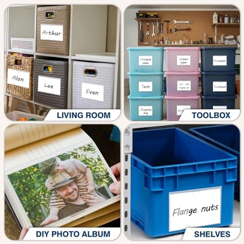 H4D 48 Pack Labels for Storage Bins, 4" x 6" Plastic Clear Adhesive Index Card Holders, Tote Label Pockets for Organizing Storage, Library Card, Shelves - size: 4" x 6", style: 48 Pack