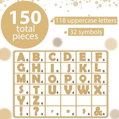 Qyeahkj 150 PCS Large 6" Font Bulletin Board Letters and Punctuation Cutouts Combo Set Burlap Border Letters Decoration Classroom Alphabet Poster for Bulletin Board Display Home School Wall Decor - style: Burlap