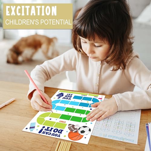 10 Sports Reward Chart with 216 Round Stickers, Incentive Behavior Chart for Kids at Home Classroom, Kids Routine Daily Chore Sticker Chart-A14 - style: Sports Reward Chart with