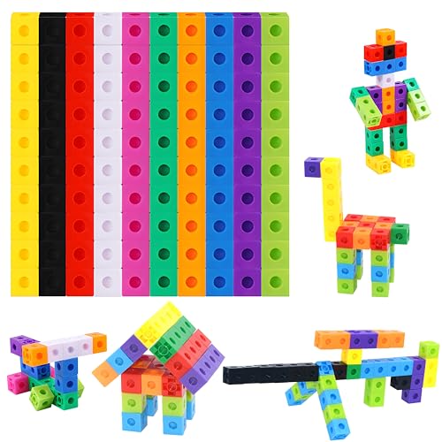 SpriteGru Math Linking Cubes, Set of 100 Math Cubes Manipulative Connecting and Counting Snap Blocks for Early Math and Construction, Educational Toy for Preschool, Kindergarten, Homeschool - style: 100-Cubes
