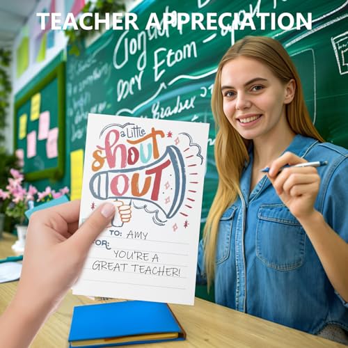 Hianjoo 100 Pcs Positive Shout Out Cards for Students Teachers Office Staff and Employees, Appreciation Recognition Reward Cards in 2 Designs for School Work Bulletin Board