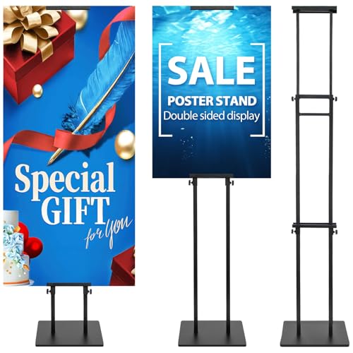 Pedestal Poster Sign Stand for Double Sided Display, Adjustable Poster Board Stand Height Up to 80", Heavy Duty Floor Standing Sign Holder for Board, Foam, Banner Display Stand, Black 1Pack - size: 1 Pack Poster Stand