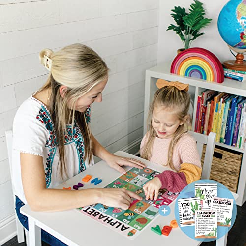 Hadley Designs 4 Cactus Pre K Learning Posters For Toddlers 1-3 - ABC Posters, 9 Classroom Decor, Classroom Motivational Posters, Solar System Poster For Kids Maps, Classroom Rules
