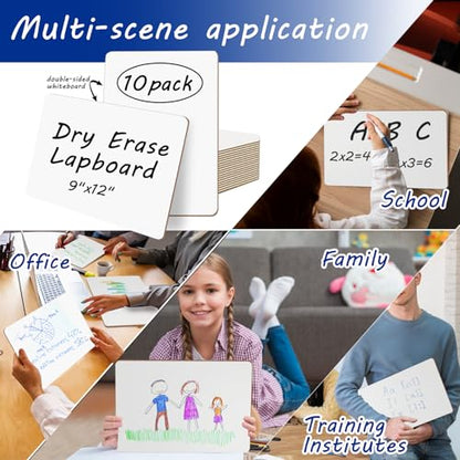 20 Pack Double Sided Dry Erase Board Classroom Pack 12'' x 9'' Small Whiteboards for Office Teachers Students Schools Supplies Thickness 3mm Mini Answer Paddles Easy to Wipe - size: 20 pack