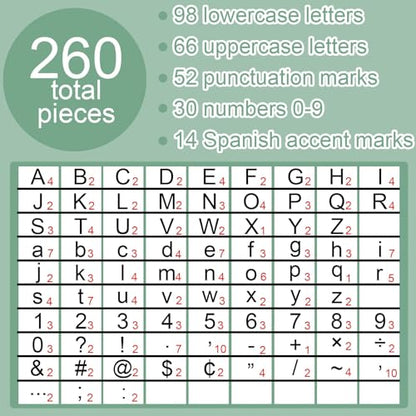 260pcs Letters Combo Pack Set Eucalyptus Classroom Decorations, Green Alphabet Letters Numbers Bulletin Board Block Accents Cutouts for Students Kids - style: green