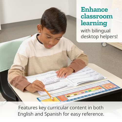 Really Good Stuff Dual Language Desktop Helpers Intermediate, Vinyl, Self-Adhesive - Set of 24 - color: Spanish & English
