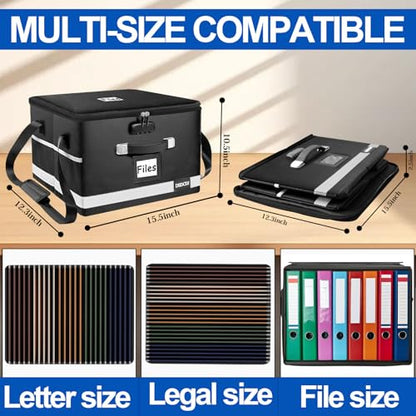 Upgraded Fireproof File Box with Stay-Open Straps, Fireproof Document Box with Lock, Portable File Organizer Filing Cabinet with Handles for Hanging Letter/Legal Folder, 15.5" x 12.3" x 10.5" - size: 15.5" x 12.3" x 10.5", style: Black 1 Pack-3300°F Box w