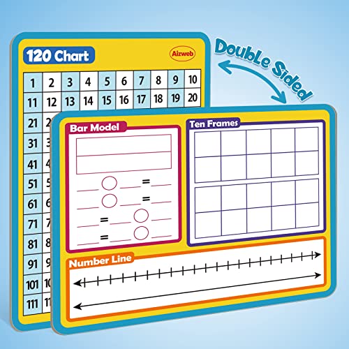 Dry Erase Number Line Whiteboard, 9" x 12" Double-Sided 120 Number Chart, Math Manipulatives White Board for Kids Students, Classroom and Home, Small White Board Dry Erase (Number Line) - style: Number Line