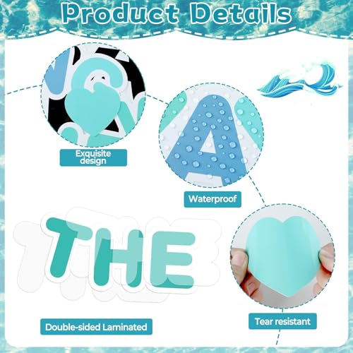 Summer Ocean Reading Bulletin Board Decorations Ocean Waves Theme Bulletin Board Set Catch The Reading Wave Half Heart Cutouts for Library School Classroom Chalkboard Wall Decor - style: Ocean Waves