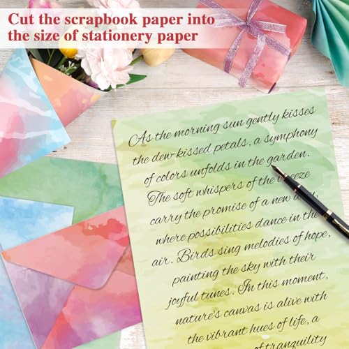 Konsait 24 Sheets Watercolor Scrapbook Paper 12x12, Double Sided Watercolor Cardstock Stationery Paper Origami Papers for Card Making Romantic Scrapbook Supplies