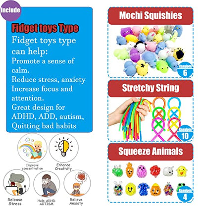 Leeche Premium Pop Party Favors Toys for kids,107PCS Prize Box Toys for All Ages kids,Birthday Party, School Classroom Rewards, Carnival Prizes, Pinata Fillers, Treasure Chest, Goody Bag Fillers