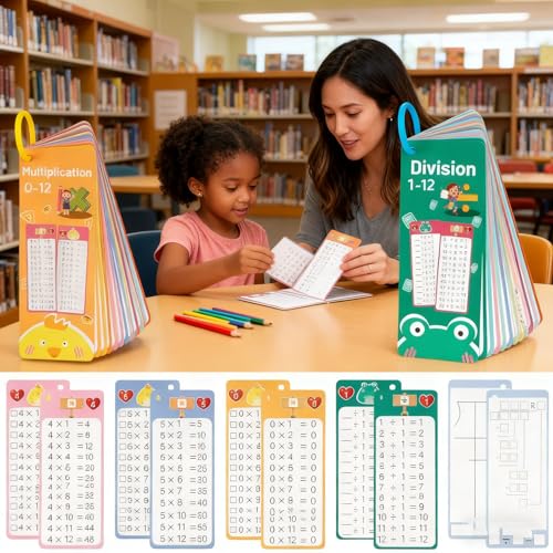 Multiplication and Division Flash Cards 30 Pcs, 0-12 Math Flash Cards with 4 Dry Erase Pens 2 Rings, Educational Time Table Flash Card for 1st-3rd Graders Multiplication Game