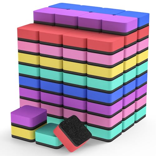 MaxGear Dry Erase Erasers, 108 Pack Magnetic Whiteboard Erasers, 6 Colors | Mini Whiteboard Cleaning Pads with Strong Magnetic Backing, 2" x 2" for Classroom, School, Office and Home, Teacher Supplies - color: Sorbet, size: 108 Pack