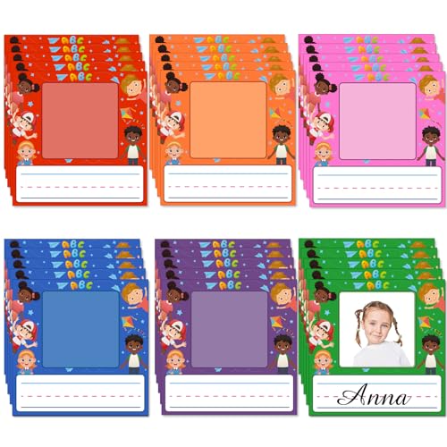 Starboling Kids Name Tags,48 Pcs Adhesive Desk Nameplates,Photo Name Tags Sticker for Classroom Student School Supplies,Name Tag Stickers Classroom Decor Name Stickers（Child Photo Name Sticker） - color: Child Photo Name Sticker, size: 4.72x4.72 inch