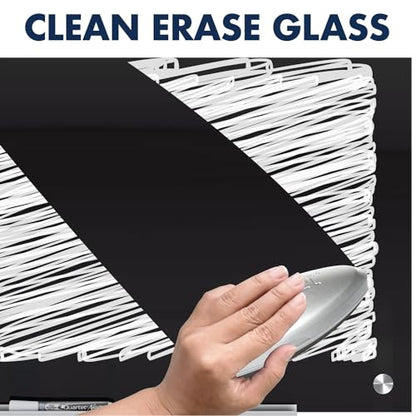 Quartet Magnetic Dry Erase Board, 96" x 48" Glass Whiteboard for Wall, Infinity, Black (G9648B) - size: 96"W x 48"H
