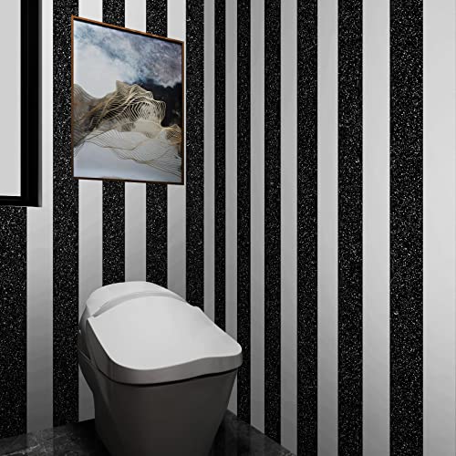 Stickyart Black Glitter Peel and Stick Wallpaper Roll Self Adhesive Removable Sparkle Contact Paper for Cabinets and Bedroom Accent Walls 15.8"x78.7 - color: Black, size: 15.8"x78.7"