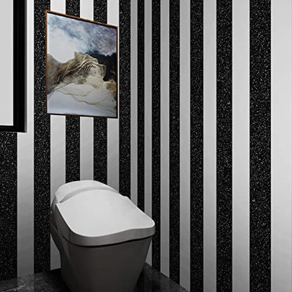 Stickyart Black Glitter Peel and Stick Wallpaper Roll Self Adhesive Removable Sparkle Contact Paper for Cabinets and Bedroom Accent Walls 15.8"x78.7 - color: Black, size: 15.8"x78.7"