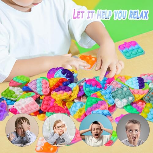 30PCS Party Favors for Kids,Bulk Fidget Toys, Birthday Party Toys, Small Classroom Prizes Box Fidgets Toys for Kids Toddlers Adult, Goodie Bag Stuffers, Treasure Chest, Bubbles Poppers (Square) - style: Square-30
