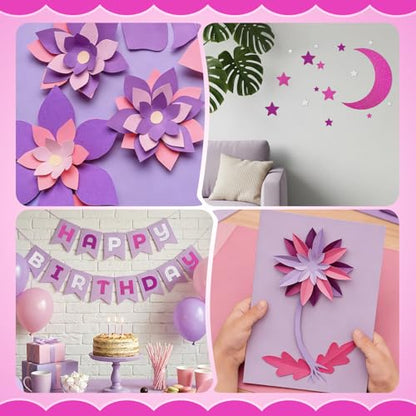 60Sheets Purple Cardstock 8.5x11" Glitter Card Stocks Lavender Light Purple Scrapbook Paper Silver Construction Paper for Crafts Party Favors Invitations Cards Making School Office Home Supplies - color: Purple