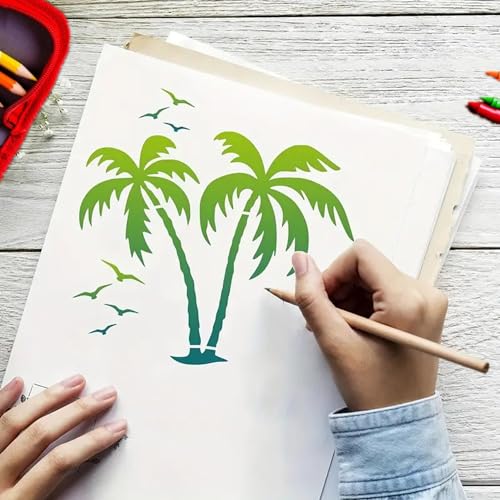 6Inch Stencils for Painting,20Pcs Summer Beach Sea Painting Stencils for Birthday Gifts,Large Reusable Painting Templates for DIY Crafts Scrabooking Painting on Wood Wall Art Decor - size: 6 Inch Summer Sea Painting Stencils