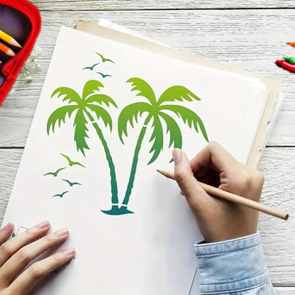 6Inch Stencils for Painting,20Pcs Summer Beach Sea Painting Stencils for Birthday Gifts,Large Reusable Painting Templates for DIY Crafts Scrabooking Painting on Wood Wall Art Decor - size: 6 Inch Summer Sea Painting Stencils