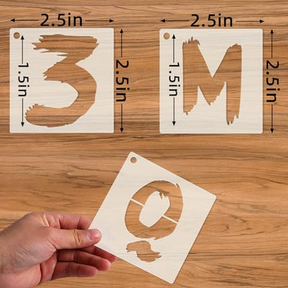 36Pc Multi-Purpose Letter Stencils - Numbers & Alphabet Stencils for Painting, Spray Painting, Wood, Wall, Fabric, Rock, Chalkboard, Signage (1.5 Inch, Cursive) - size: 1.5 IN