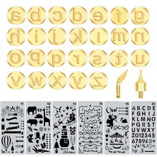Wood Burning Tips Letters Uppercase Alphabet Branding and Personalization Set for Wood and Other Surfaces by Wooden Letters (coppery) - color: coppery