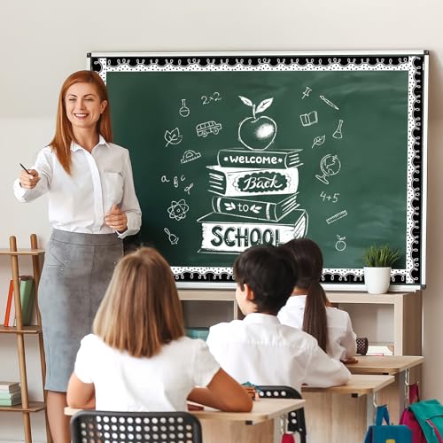 FYSUIMU 65.6 Ft Squiggle Bulletin Board Border Black White Squiggles and Dots Die Cut Border Trim Stickers Roll for Back to School Home Classroom Boho Party Wall Decoration