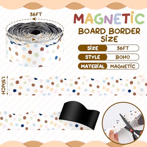 Tellegloww 36 ft Scalloped Magnetic Border Magnetic Border for Whiteboard Bulletin Board Borders Reusable Rolled Borders Trim for Office Chalkboard(Polka Dot) - style: Polka Dot