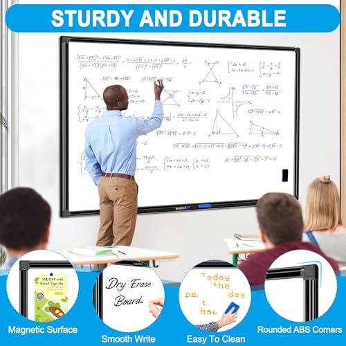H-Qprobd 60"x40" White Board for Wall Large Magnetic Dry Erase Board with Black Aluminum Frame, Presentation Whiteboard Suitable for Home, Office, Classroom & Kitchen - size: 60"W x 40"H
