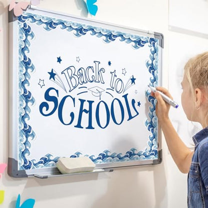 FYSUIMU 65.6 Ft Ocean Wave Bulletin Board Border Under The Sea Scalloped Trim Borders Realistic Blue Sea Wave Classroom Decorations for Back to School Summer Beach Coastal Party Home Office Chalkboard - style: Ocean