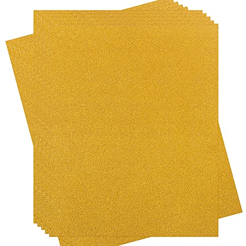 20 Sheets Glitter Thick Paper Cardstock Blank, 8.5 x 11 inches, Gold | For DIY Birthday, For Wedding Party Supplies, Invitation Cards Making - color: Gold
