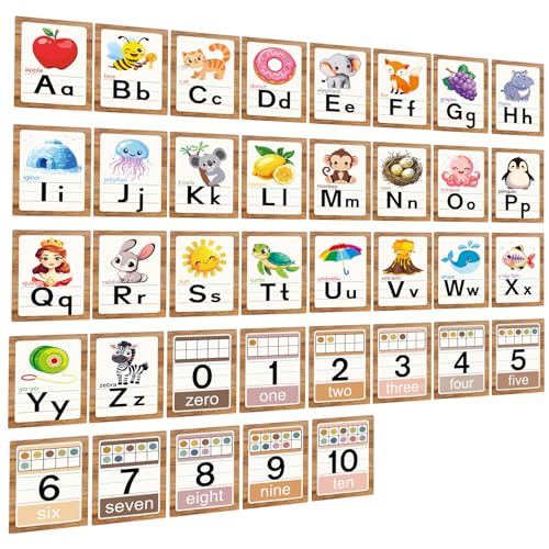 Adduster Alphabet Letters for Wall - ABC Alphabet Poster Classroom Wall Alphabet Alphabet Wall Chart Kindergarten Elementary Classroom Wall Decor Daycare Homeschool Supplies (Brown) - color: Brown