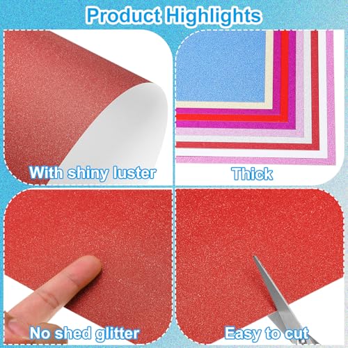 PATIKIL 10 Sheets Bright Red Glitter Cardstock Paper, A4 250gsm Rectangle Premium Sparkly Paper Craft Cardstock Paper for Scrapbook Card Making DIY Art Projects Wedding Party - color: Bright Red, size: A4