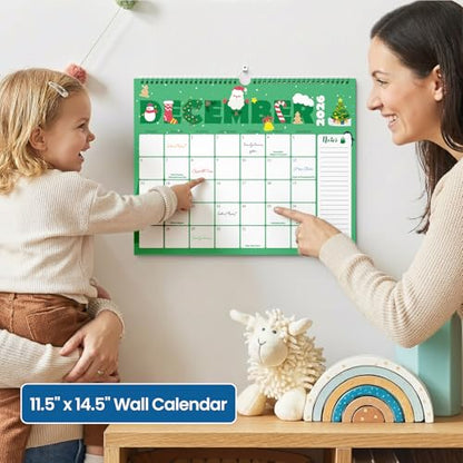 SUNEE 2026-2027 Calendar - 18 Months Wall Calendar Jul. 2026 - Dec. 2027, 14.5"x11.5" Big Grid Hanging Calendar with Note for Organizing & Planning, Cute - color: Cute