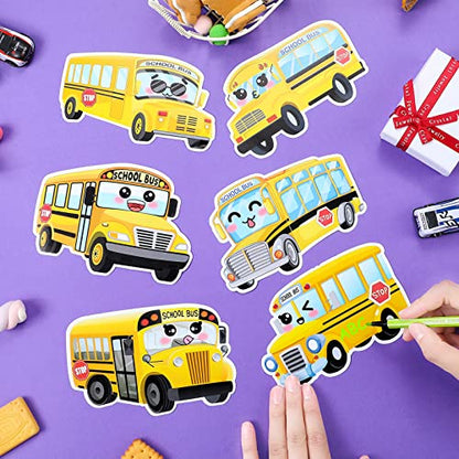 Tisancy 144 Pcs Bulletin Boards Cutouts Yellow Smile Face Cutouts for Classroom Bulletin Boards Decorations with 300 Adhesive Dots, Elementary Classroom Decor(School Bus) - style: School Bus