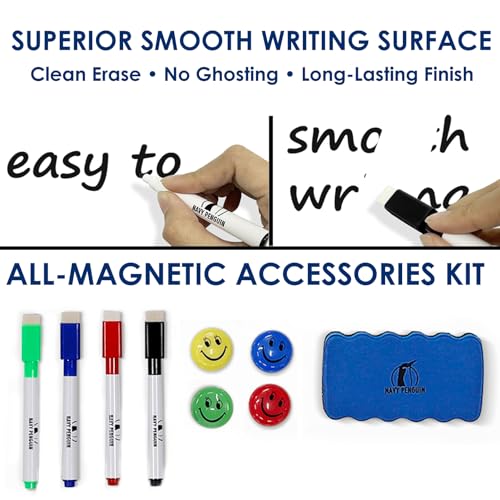 Whiteboard Set - Dry Erase Board 24 x 18 in with 1 Magnetic Dry Eraser, 4 Drywipe Markers and 4 Magnets - Small White Hanging Message Scoreboard for Home and Office (24x18 in) - size: 24x18" Landscape
