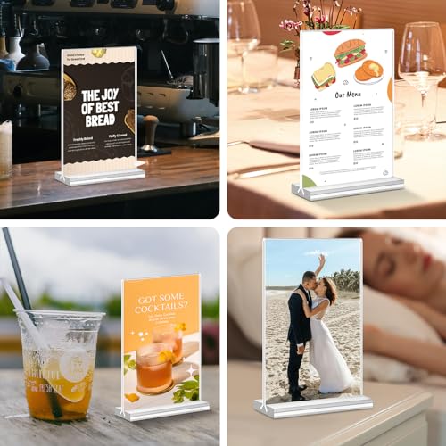 Acrylic Sign Holder 4x6, 15 Pack Clear Double Sided Menu Vertical Display Stand, Desktop Paper Holder Suitable for Restaurants, Office, Store, Show Fair - color: Vertical 15 Pack 4x6