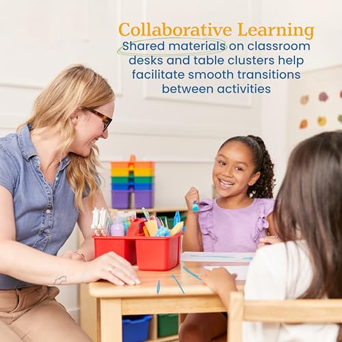ECR4Kids 3-Compartment Small Plastic Caddy, Multipurpose Organization, Primary, 6-Pack - color: Primary